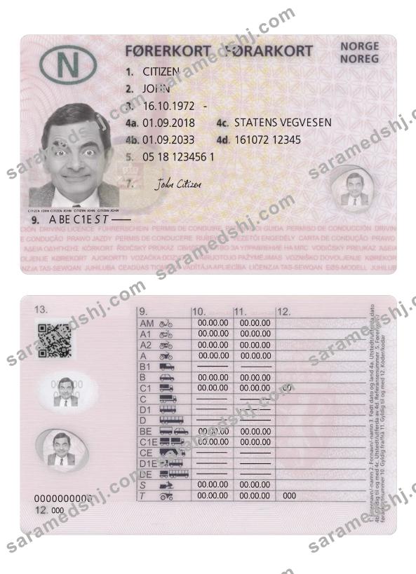 Norway driving license 2018-present